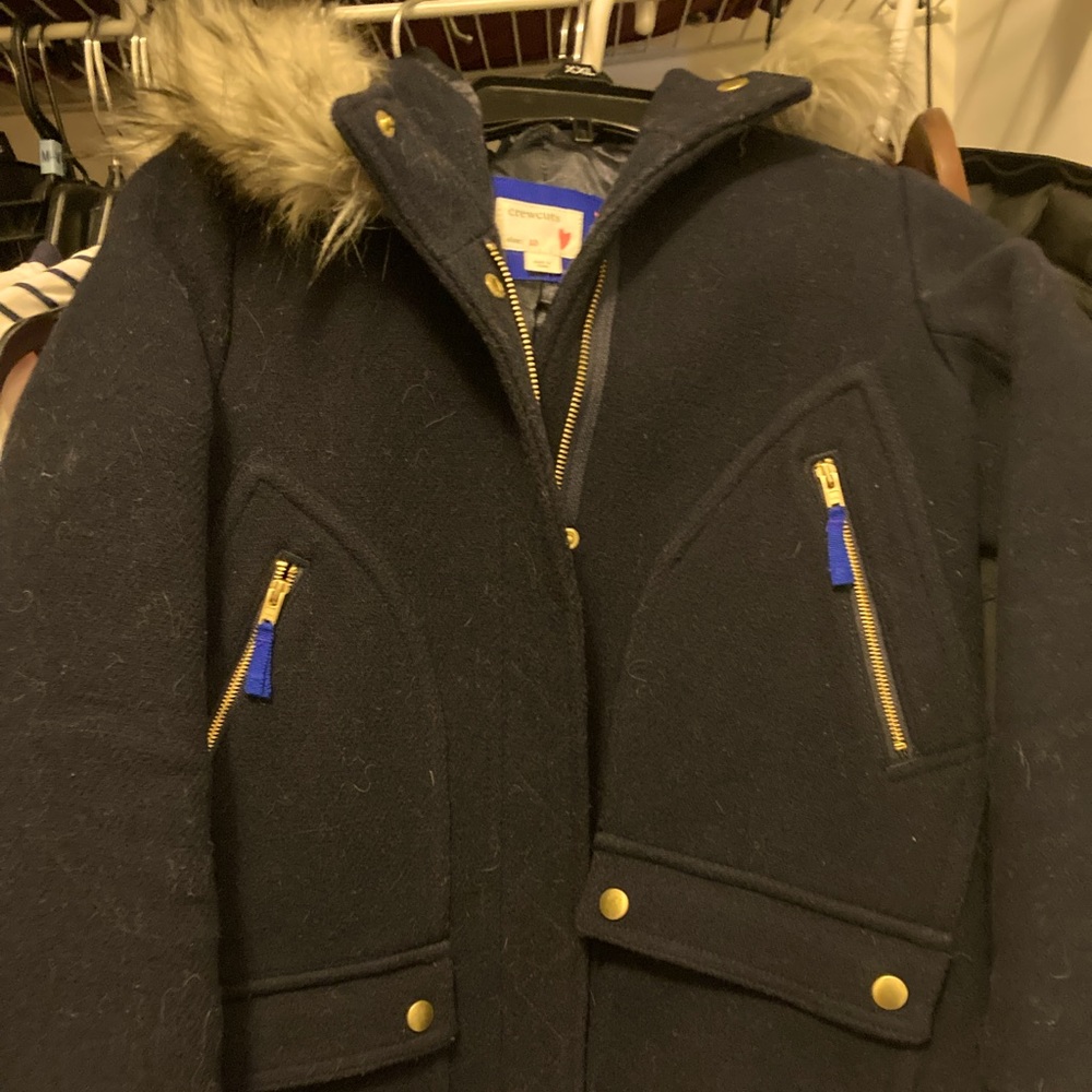 J. Crew Crewcuts Girls Chateau Parka in Stadium Cloth Wool (Navy)